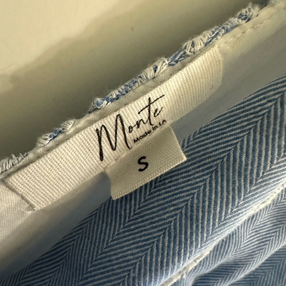 Montce Blue and White Herringbone Fabric - Picture 3 of 3